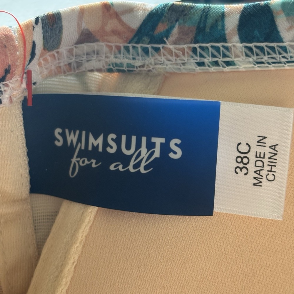 Swimsuits for All Bra Faux Flyaway Underwire Tankini Top 38C Animal Palm Print - Picture 12 of 14